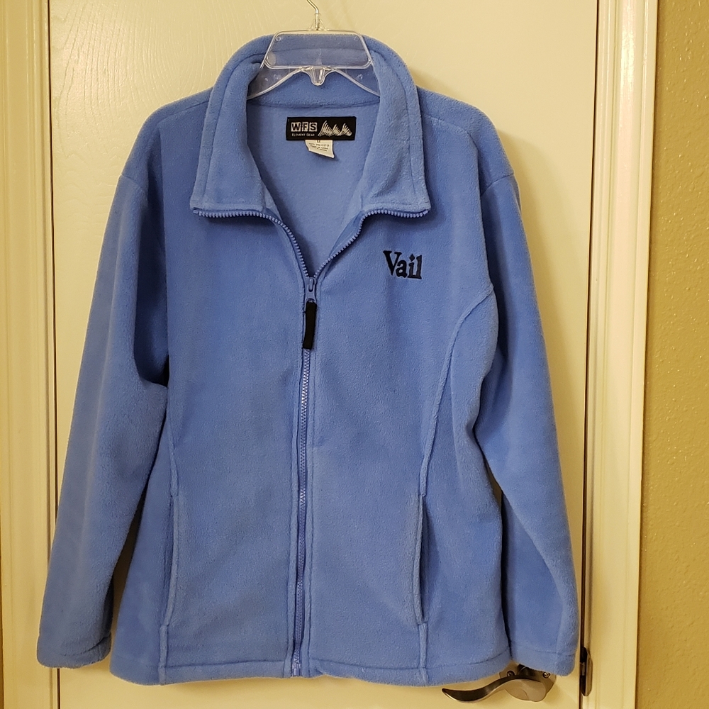EUC Vintage Vail Ski Resort Ladies Blue Fleece Full Zip Jacket Size Medium